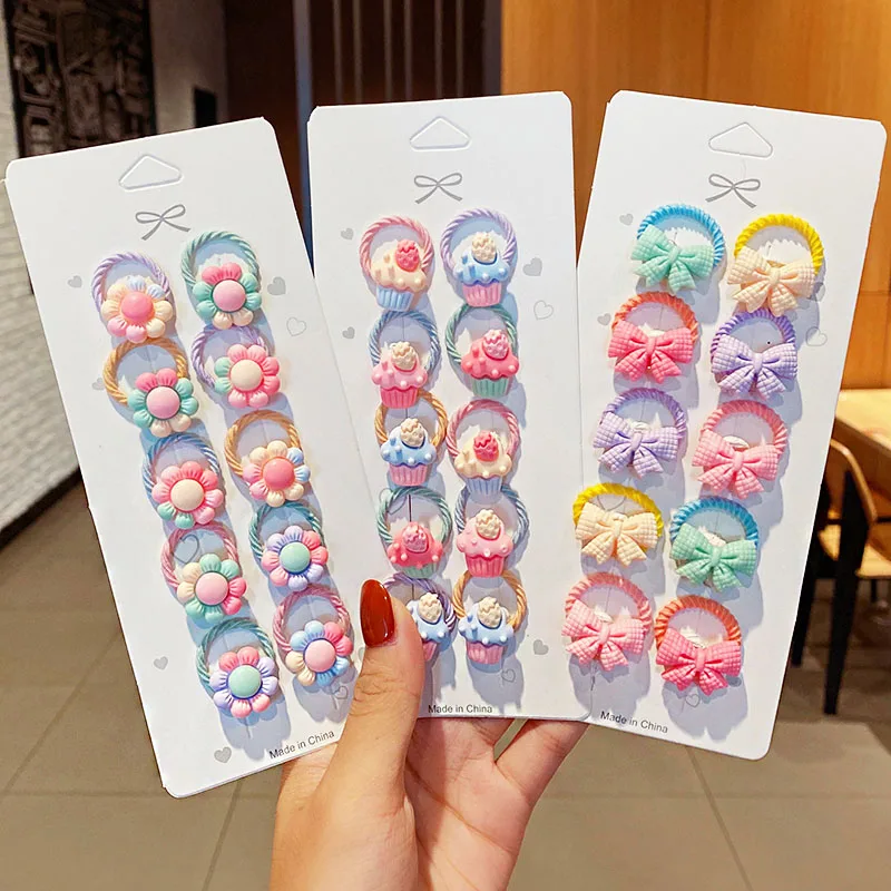 10 шт./компл. милые маленькие эластичные резинки для волос с цветком из