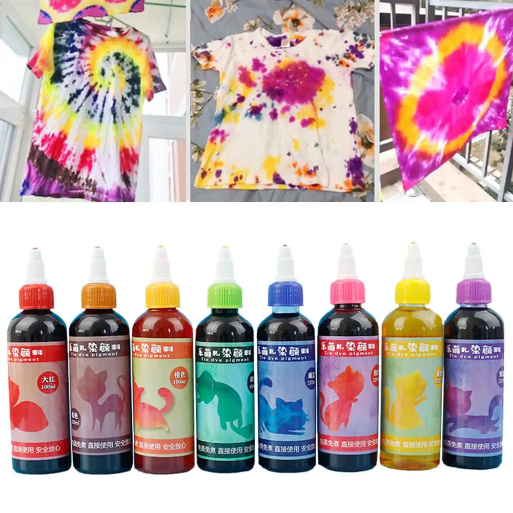 

Tie Dye Kit Non-toxic DIY Garment Graffiti Fabric Textile Paint 100ml Colorful Clothing Tie Dye Kit Pigment Set Craft Art Access