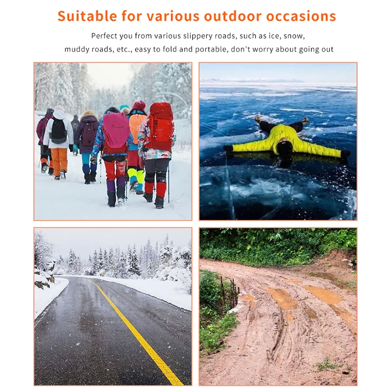 

Universal Non-Slip Gripper Ice Cleats Shoes for Adult with 8 Studs for Ice Fishing Walking Snow Shoveling Running jlrr