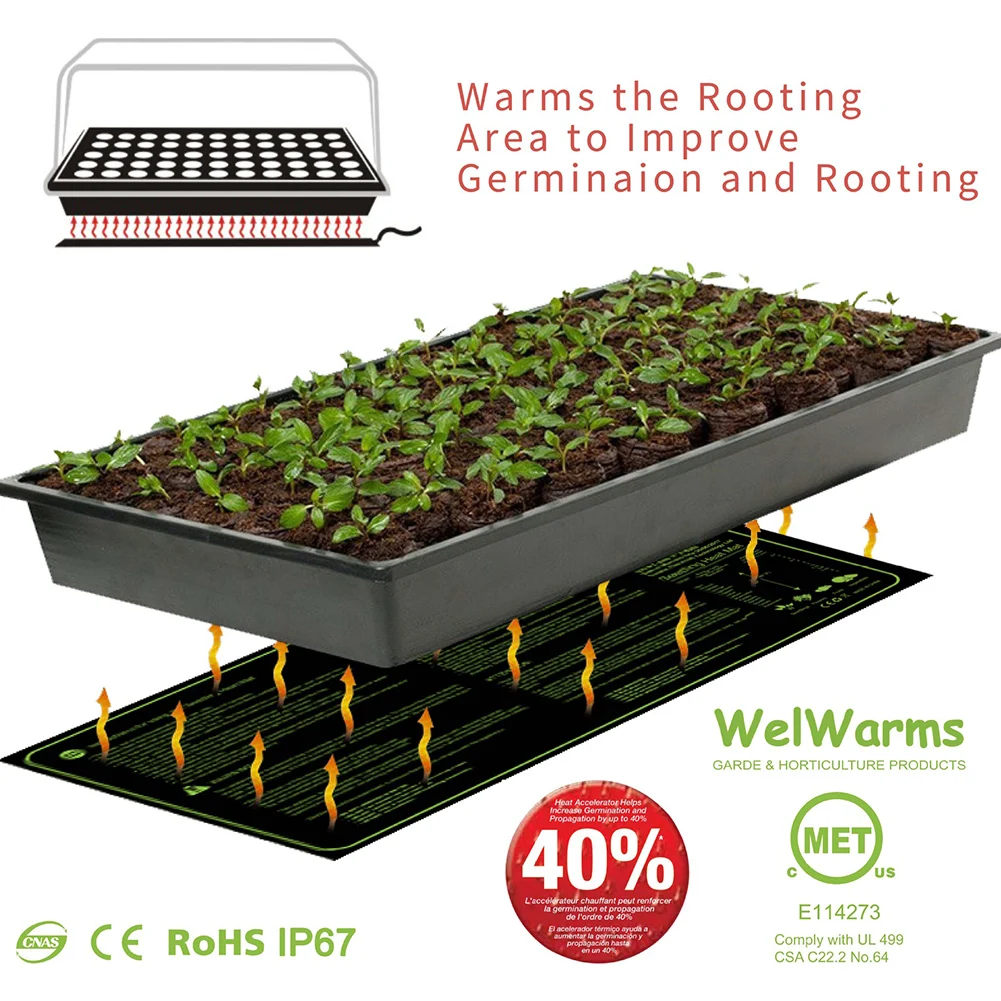 

10" x 20" Seedling Heat Mat Waterproof PVC Warm Hydroponic Heating Pad for Indoor Plants Germination Greenhouses Garden Supplies