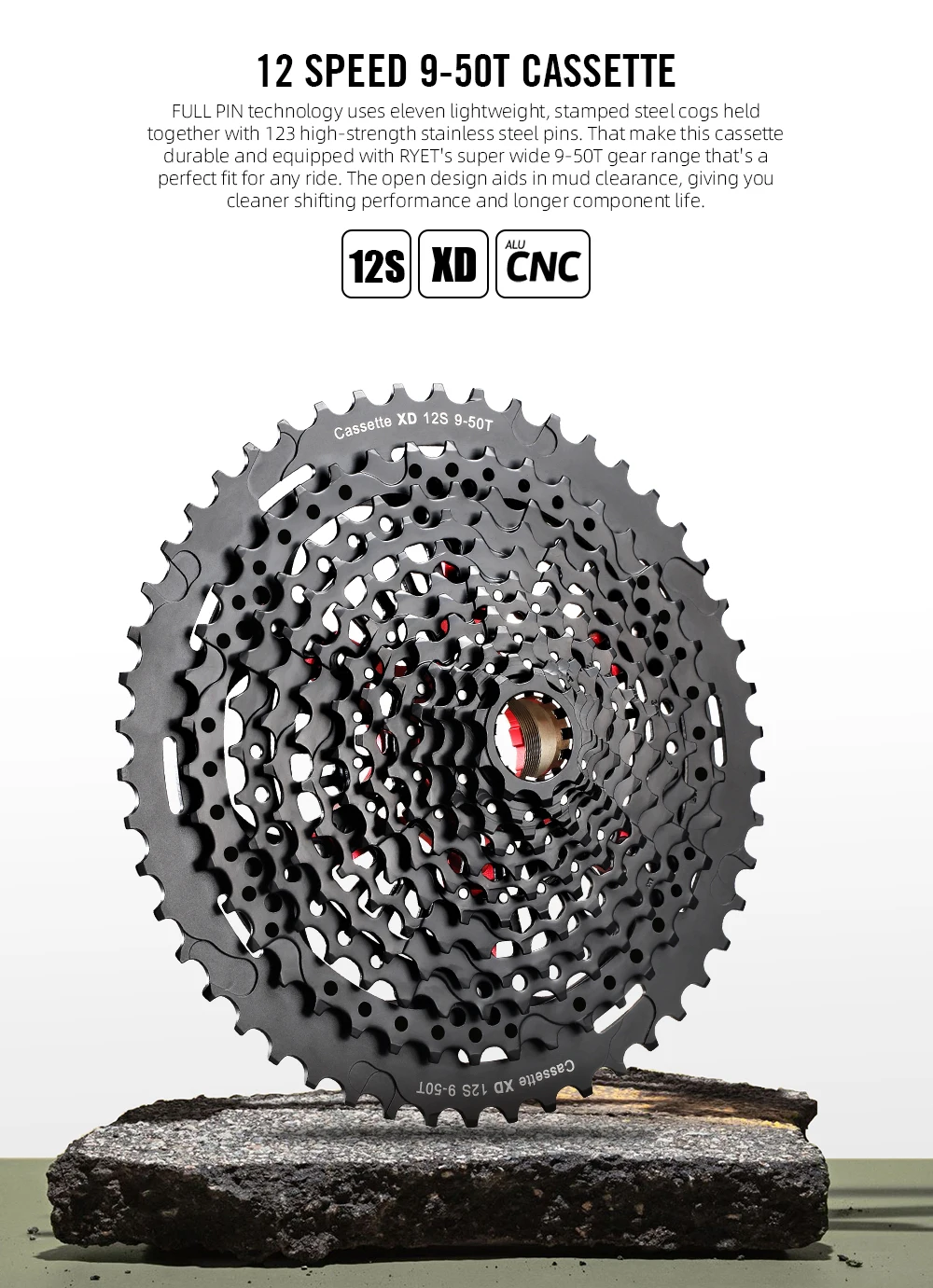 Скидка Кассета велосипедная RYET MTB, 12 Скоростей, 9-50T, XD корпус, черный велосипедный маховик, кассета 510 г, 12 В, звездочка, K7, запасные части для велосипе...