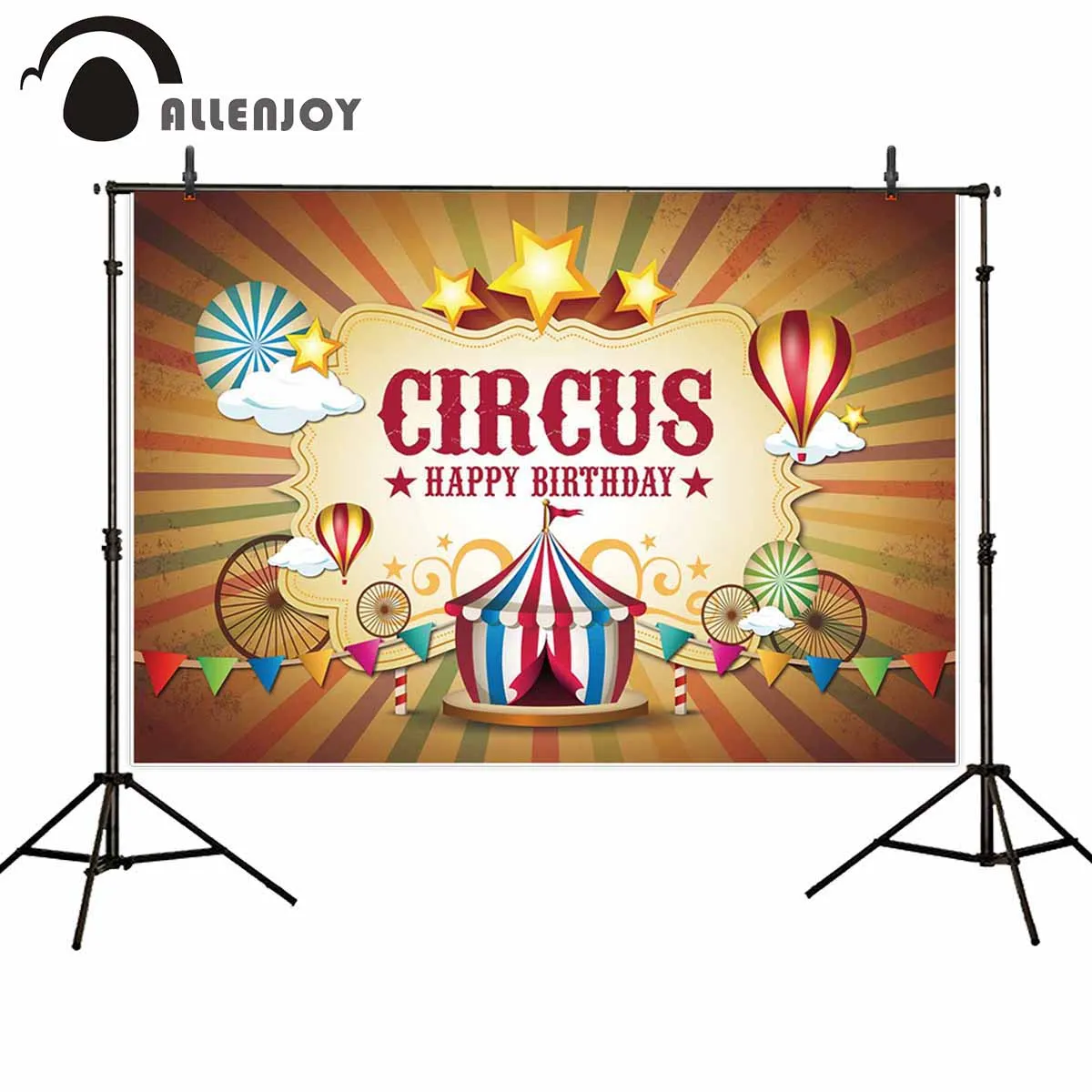 Allenjoy День Рождения Вечеринка фон цирк палатка баллоны полосы звезды Фотофон