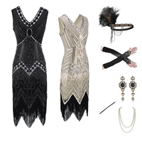 new style latin dance dress for women adult retro sequin 1920s flapper great gatsby dress vintage midi fringe clothes dql4235