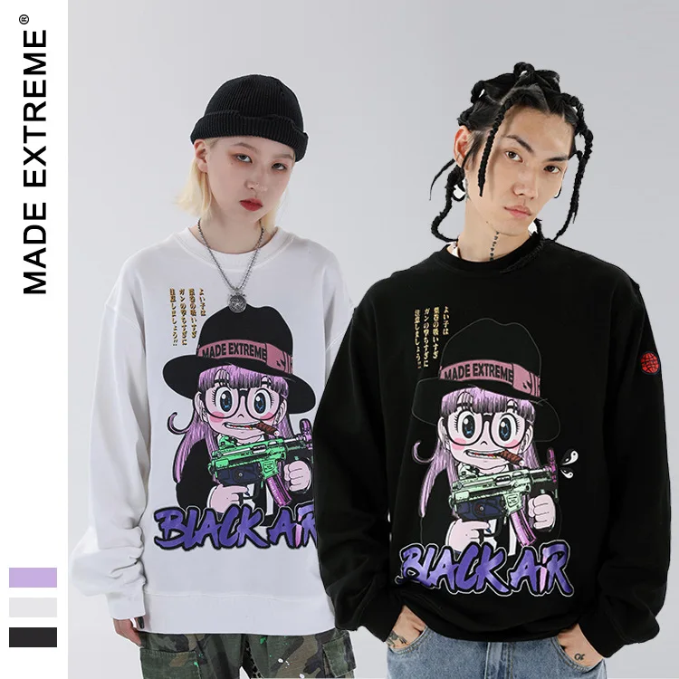 

MADEEXTREME Cartoon vintage hoodie Hip hop men couple clothes skateboard oversize sweatshirt harajuku graphic sweatshirt 779