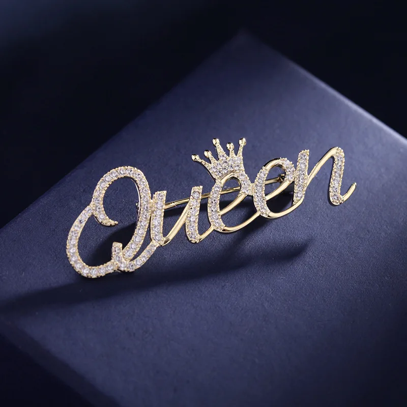 

Gold Zircon Queen Brooch Pin for Women's Clothes Decor Scarf Buckle Garment Accessories Weddings Party Office Brooch Pins Gifts