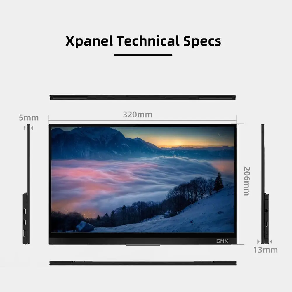 

14 Inch Portable Monitor 4K HDR Touch Screen Type C Computer Gaming Monitor 16:9 IPS 3840 x 2160 Screen For Tablet Laptop