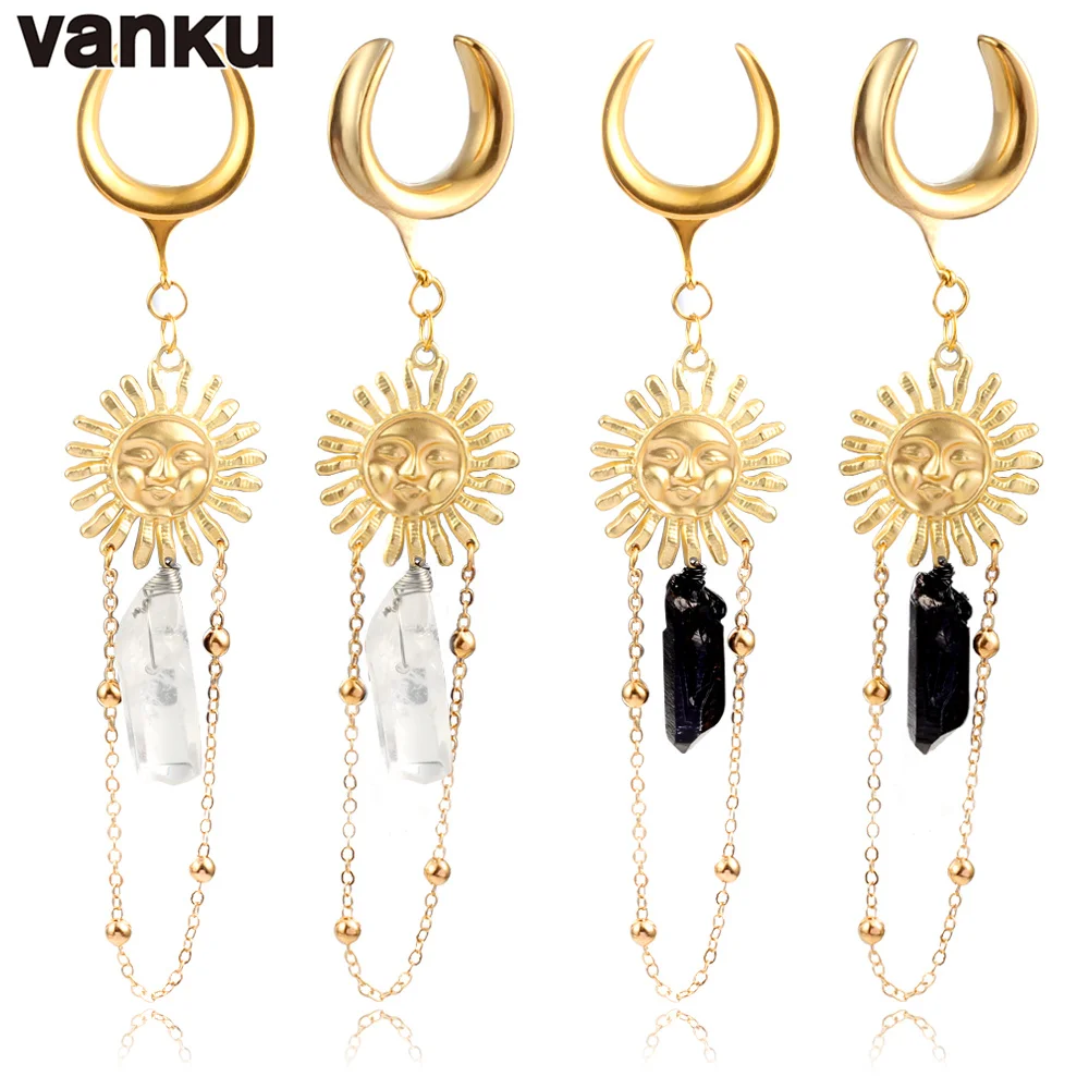 Серьги-подвески Vanku из нержавеющей стали, ювелирные украшения для пирсинга туннелей, в форме подсолнуха, 2 шт.