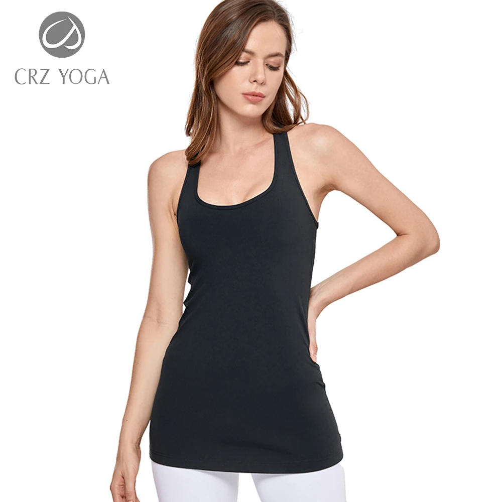 Женские майки для занятий йогой CRZ Racerback Длинные Топы облегающие топы без