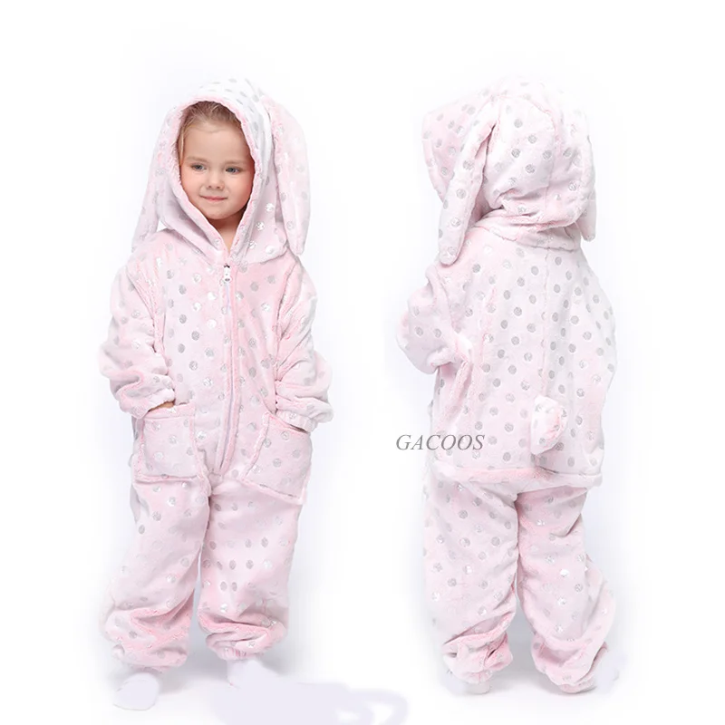 pink star Kuguurumi/зимняя Пижама для маленьких девочек; комбинезон с единорогом из мультфильма; детская одежда для сна; фланелевый теплый комбинезон; детские пижамы - Цвет: pink star