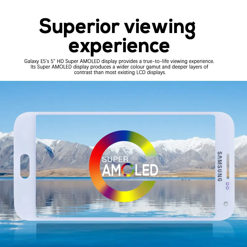 AMOLED Дисплей для SAMSUNG Galaxy E5 E500 E500M E500F E500H LCD в сборе с тачскрином 5.0" черный белый