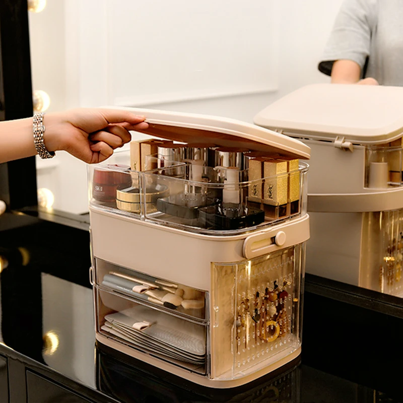 Большая коробка для хранения косметики ящик ухода за кожей органайзер макияжа