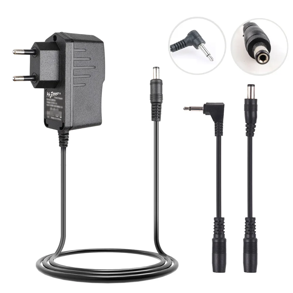 eu stecker 9v elektrische gitarre effekt pedal netzteil adapter mit reverse polarität blei mit 35mm positive spitze konverter kabel free global