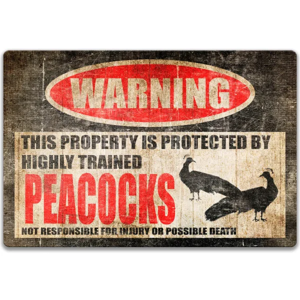 

Funny Peacock Sign Warning Danger Metal Tin Sign Vintage Tin Metal Sign Bar Club Cafe Garage Wall Decor Farm Decor Art