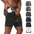 Хит продаж 2021, мужские шорты для фитнеса 2 в 1, шорты для бега, бега, тренажерного зала, быстросохнущие пляжные шорты, мужские шорты для тренировок, спорта, йоги