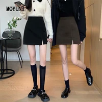mujer faldas slim sexy high waist mini wrap hip split black skirt women wild oversize streetwear clothing fashion retro