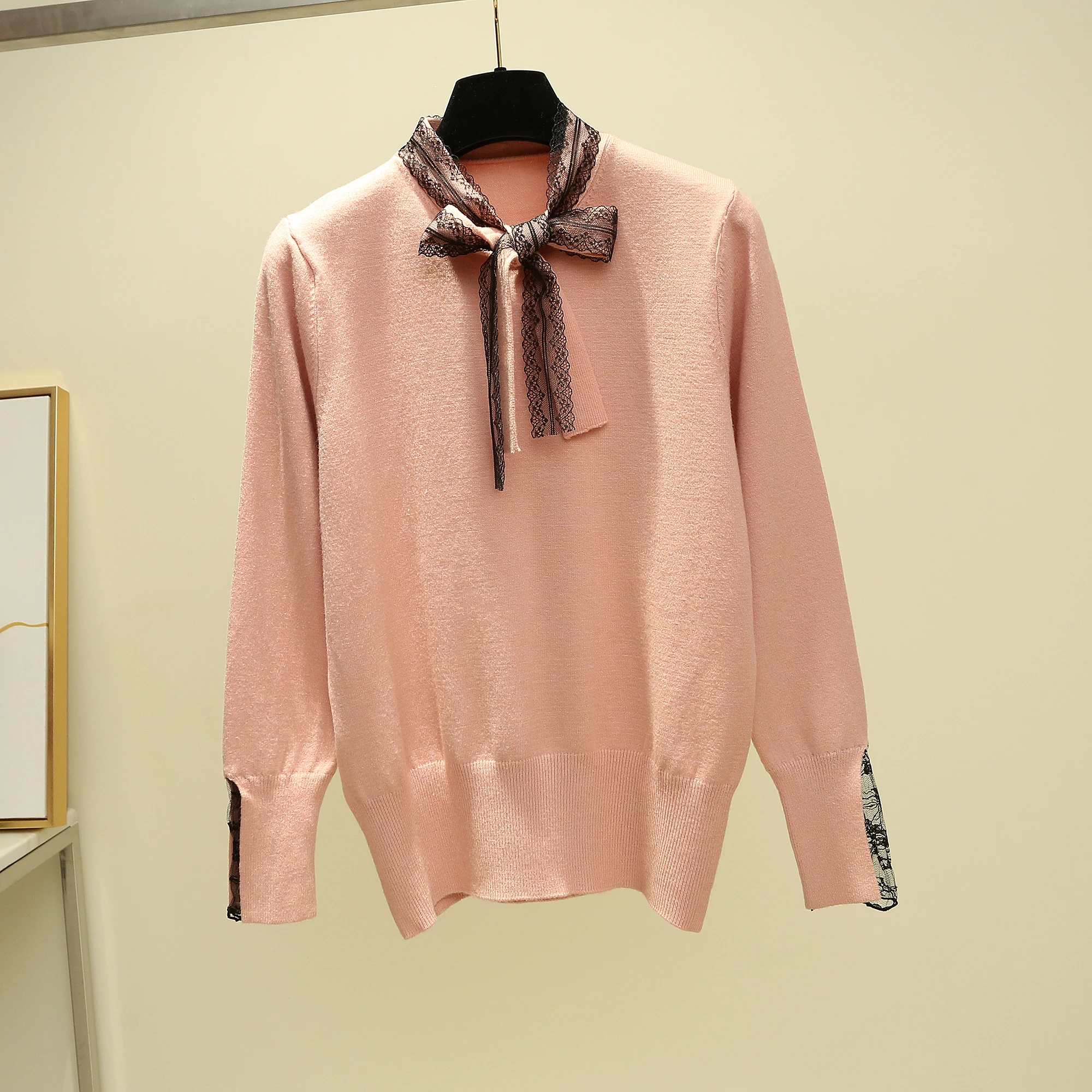 Кружевной свитер женский модный зимнее короткое пальто розовый фиолетовый 2019