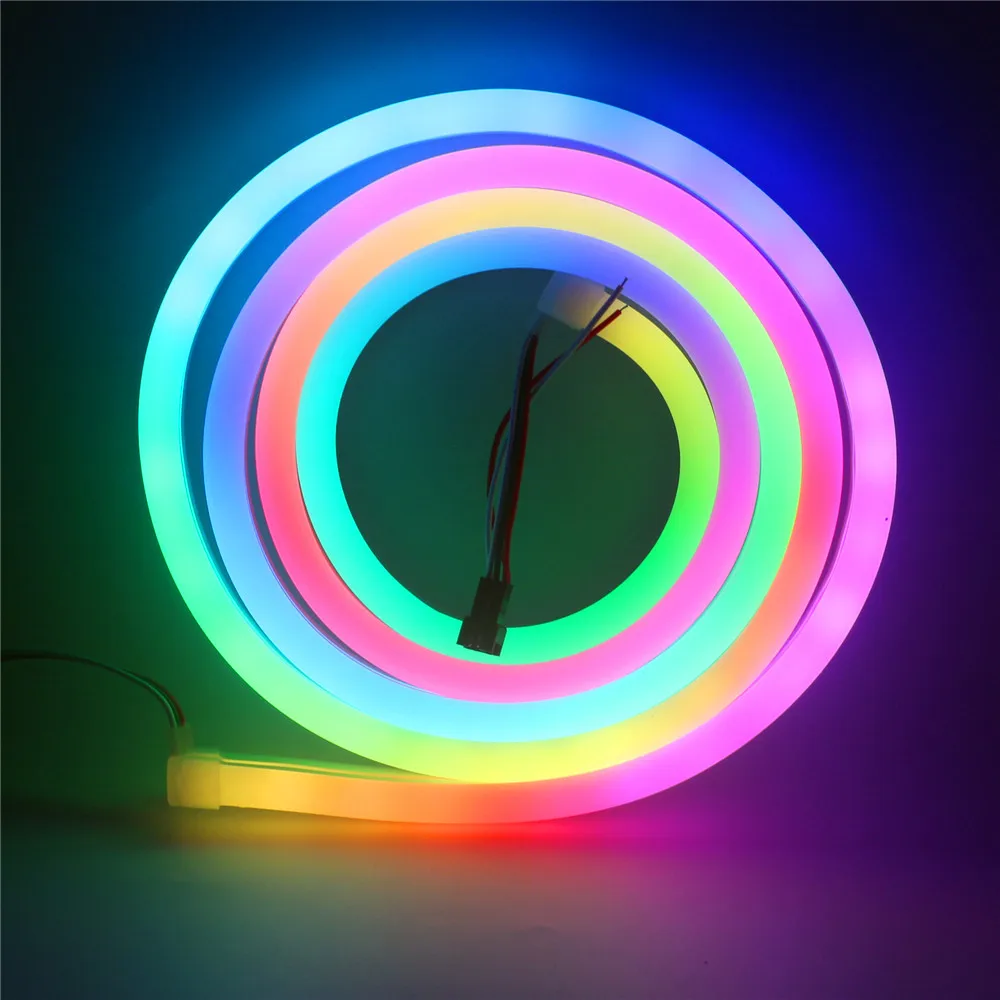 Пиксельная светодиодная неоновая веревка постоянного тока 5 В 2 м/рулон RGB