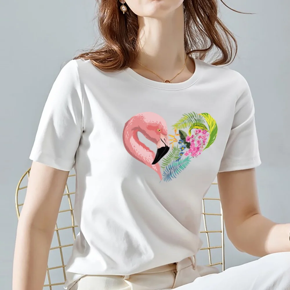 

O-collar Women T-shirts Summer Casual Basis Love Heart Print Pattern Series Female Short Sleeve Tops Tee for Women Clothing