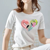 women t shirts o collar summer casual basis love heart print pattern series female short sleeve tops tee for women clothing
