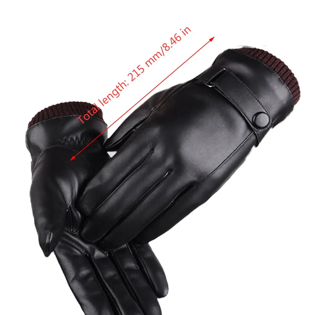 

1Pair Soft PU Leather Women Men Gloves Touch Screen Winter Warm Lining Gloves Full Finger Casual Outdoor Cycling Gloves