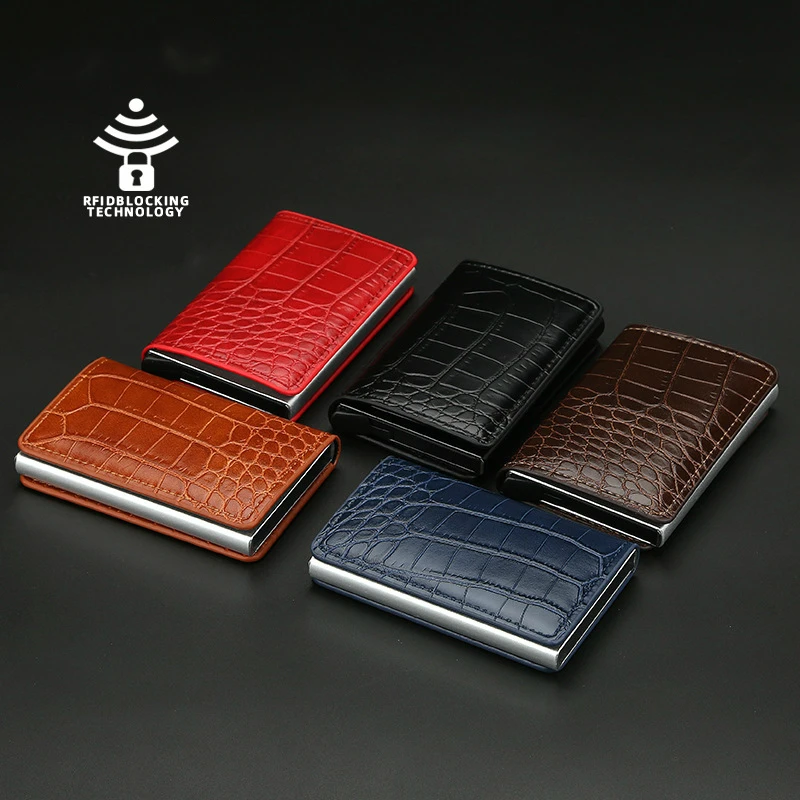 

Anti-theft brush metal card package men stainless steel ultra-thin anti-degaussing RFID shielding anti-nfc bank card holder