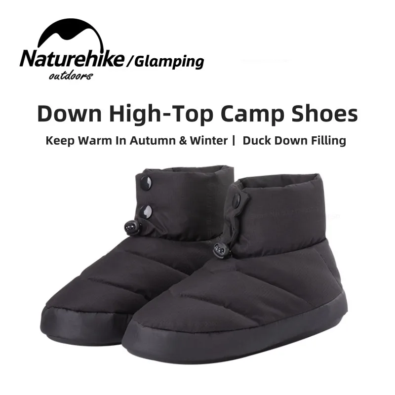 Naturehike-zapatos de acampada Unisex, calzado térmico de plumón de pato blanco, de alta calidad, antideslizante, repelente al agua, a prueba de viento