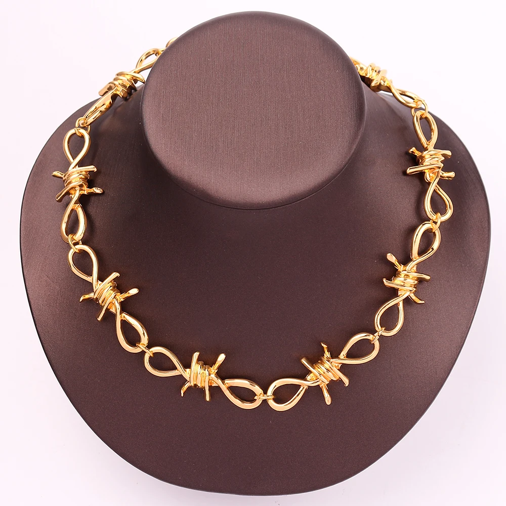 thorns gold1288 Ювелирные изделия в стиле HARAJUKU ожерелье Пламя уличная одежда аксессуары колье ожерелье s Concatena рок цепь для мужчин и Прямая поставка - Окраска металла: thorns gold1288