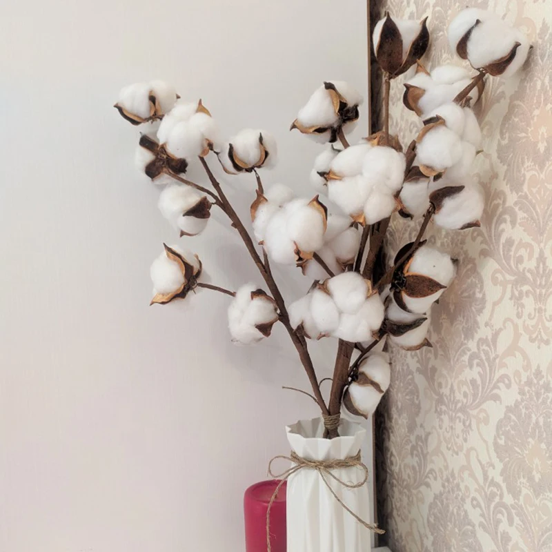 10 шт. засушенный натуральный хлопок бутоны белый DIY цветок искусственные растения Свадебные Рождественские украшения для дома поддельные цветы