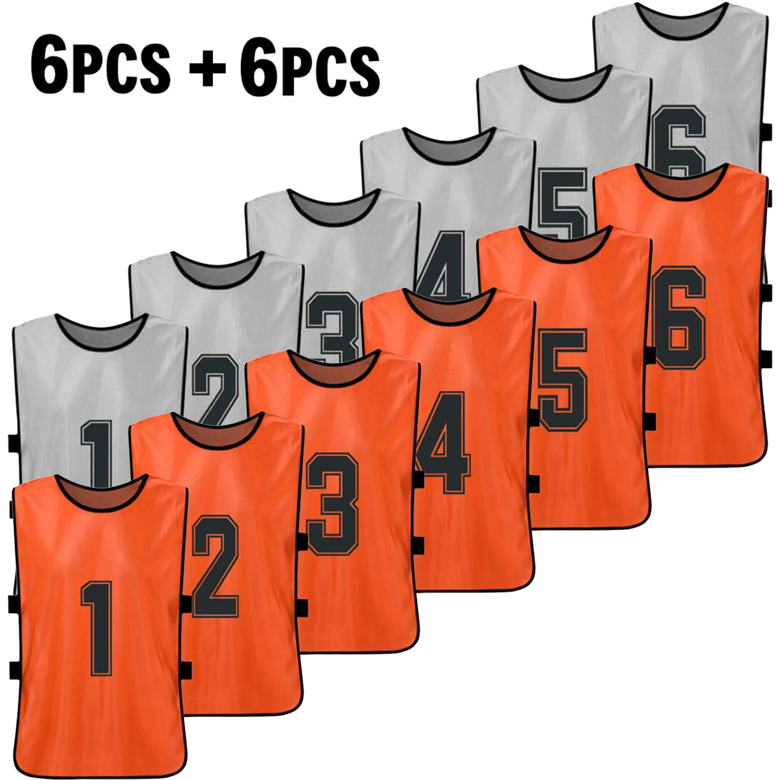 12 PCS Adults Soccer Pinnies 2 Colors Quick Drying Football Team Jerseys Youth Sports Scrimmage Training Numbered Vest | Спорт и