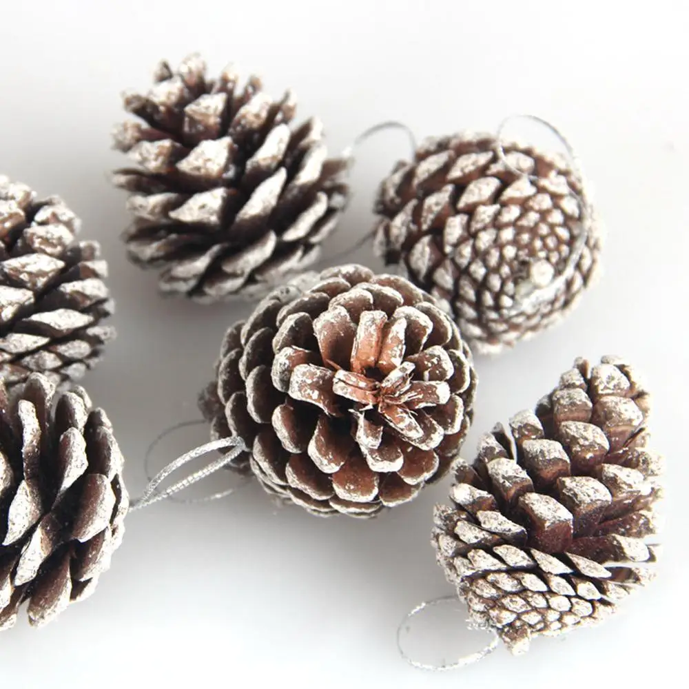 6 шт 5 см Рождественская елка украшения сосновая шишка подвесные Новогоднее