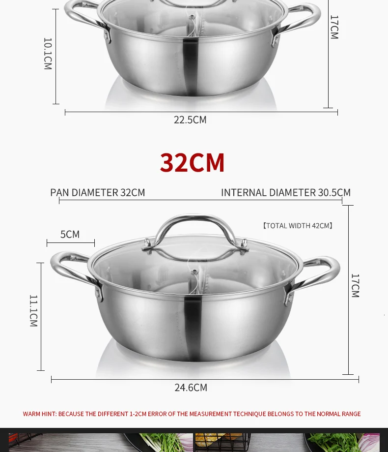 WORTHBUY китайский 304 Нержавеющая сталь горячий горшок 28/30/32 см Кухня суповая кастрюля посуда для индукционных плит Пособия по кулинарии горшок