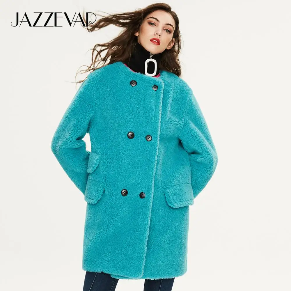 JAZZEVAR 2019 Зимнее новое поступление пальто с мехом женская одежда высокое качество