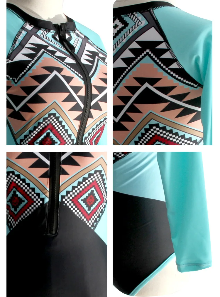 

2021 European and American Sexy One-piece Female Swimsuit Hot Spring Long Sleeves Show Thin Surf Diving Suit