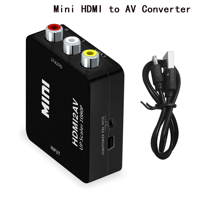Mini HDMI to AV Мини Композитный 1080P HDMI к RCA Аудио Видео AV/CVBS L/R видео HDMI К AV скейлер адаптер HD видео конвертер коробка для HD ТВ ПК - Цвет: Mini HDMI to AV