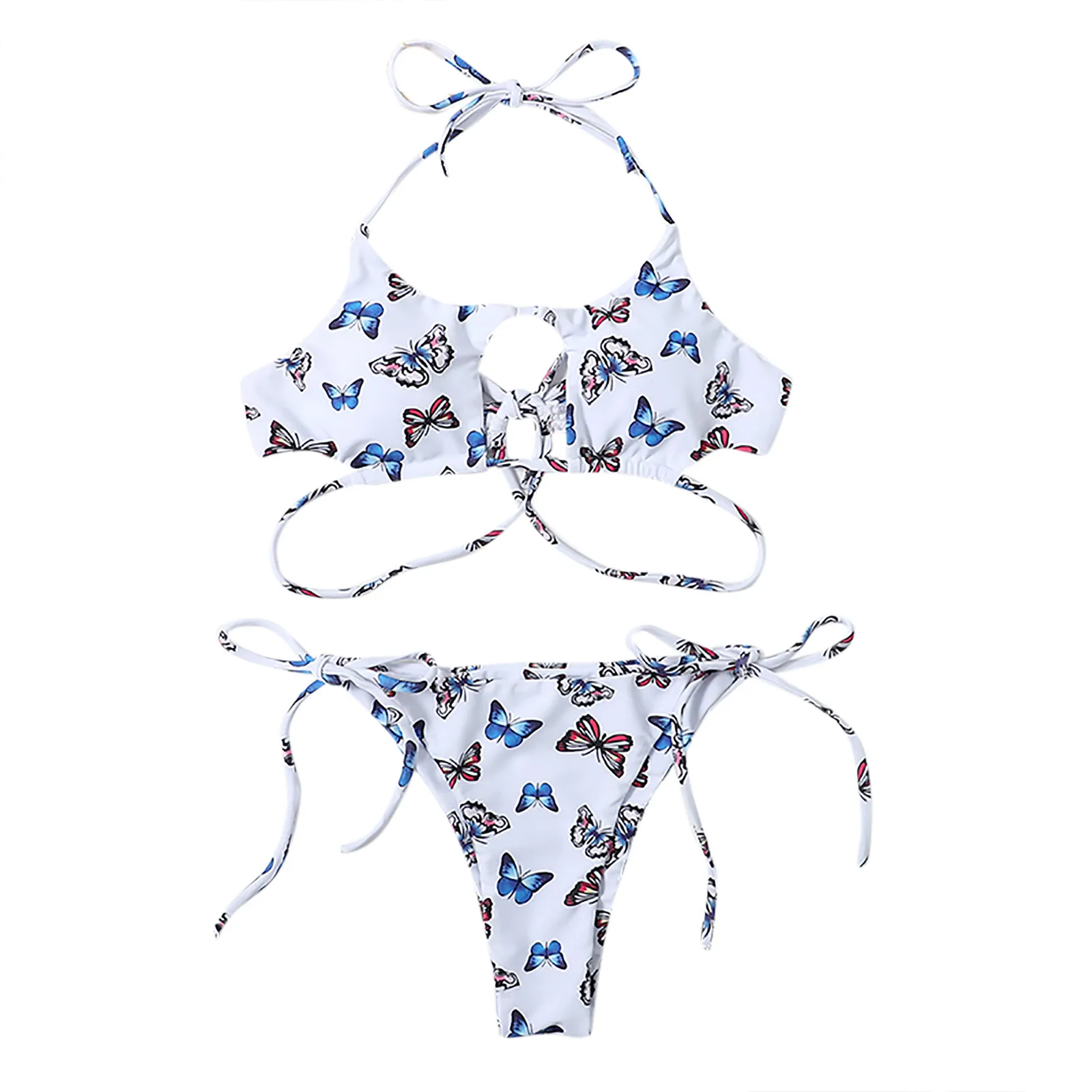 

Ladies Sexy Bikini Swimsuit Butterfly Print Swimwear Split Sets Two Piece Beach Bathing Suit Traje De Bao Sexy Para Mujer