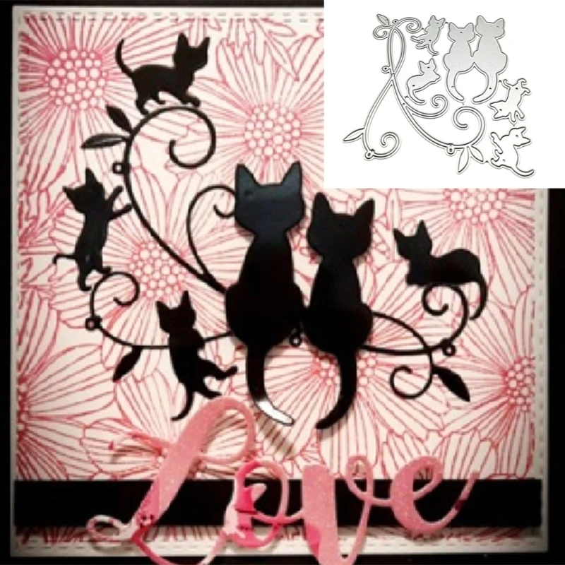 

Cats Metal Cutting Dies Stencil DIY Scrapbooking Album Paper Card Template Mold Embossing Craft Decoration