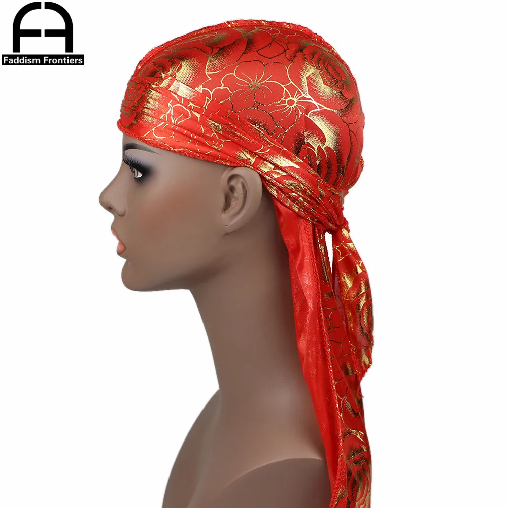 Pimpin aint easy Custom Printing Silk Durag Men Bandanas Long Tail Silky Durags Headwear Wave Cap images - 6