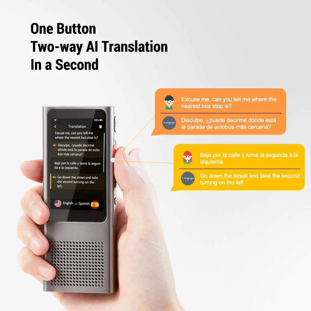 Original Langogo Digital Voice Translator and Recorder Dictation Machine with Speech-to-Text Transcription 100+  Languages enlarge