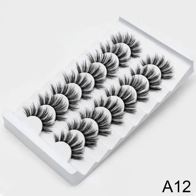 8/20 пар, натуральные 3D накладные ресницы, 15-20 мм, накладные ресницы, набор для макияжа, накладные ресницы из искусственной норки, 25 мм, шелковые ресницы «maquiagem» - Цвет: A12