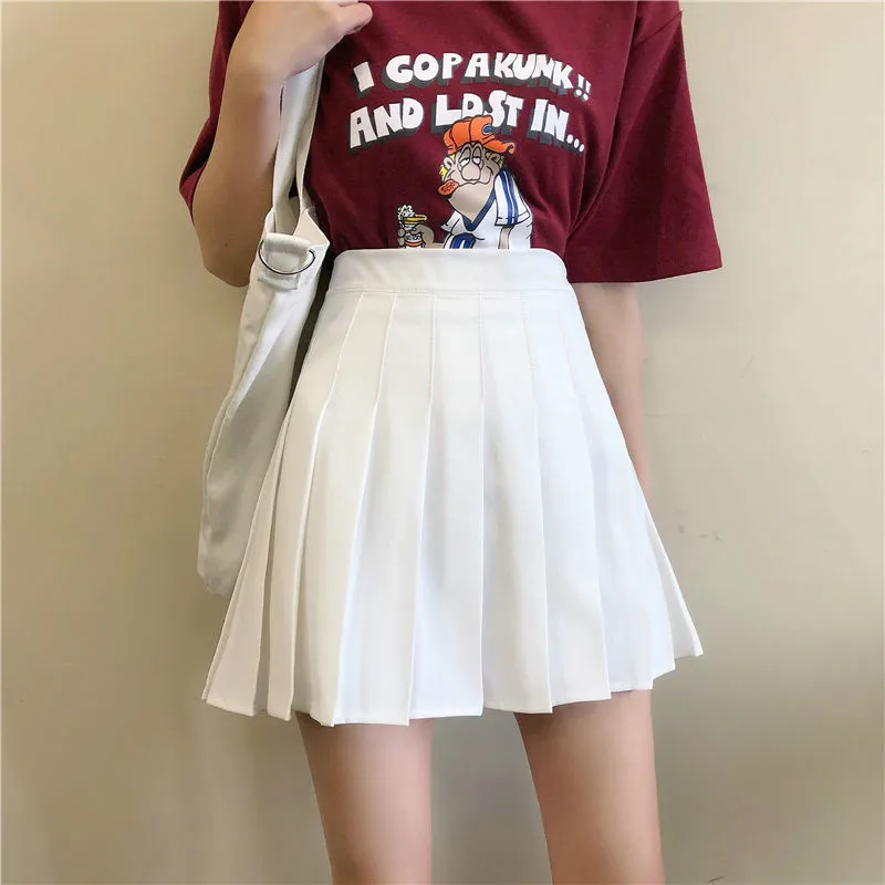

Плиссированные белые юбки в японском стиле с высокой талией, милая мягкая мини-юбка в стиле преппи в стиле Харадзюку для девочек-подростков ...