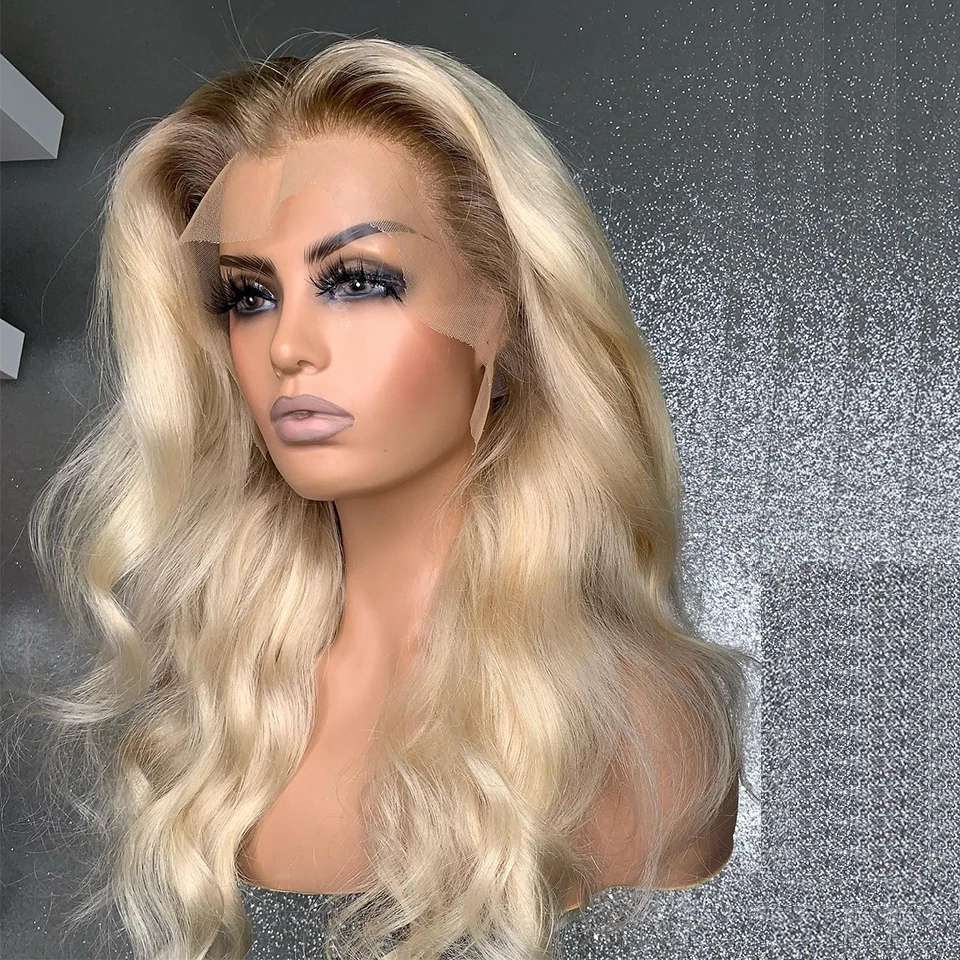 

180% Transparent Water Wave Lace Front Wig Pre-Plucked Brazilian Human Hair Wigs With Baby Hair Blonde Omber Lace Front Wig