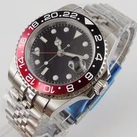 40mm automatic mens watch black dial jubilee strap gmt date indicator sapphire glass watch case wristwatch