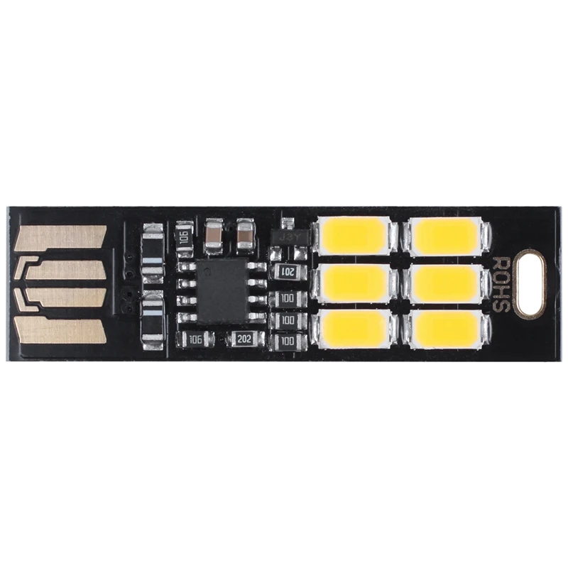 Мини карманная карта USB Power 6 LED брелок Ночной светильник 1W 5V сенсорный Диммер