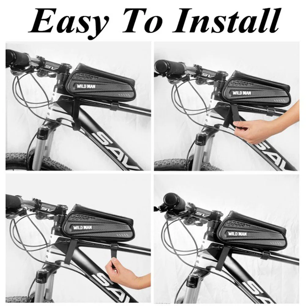 

WILD MAN Rainproof MTB Bicycle Bag Cycling Frame Front Top Tube Touchscreen Phone Bag Reflective Phone Case Bike Accessories
