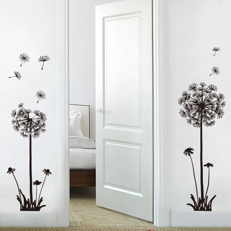 Conisi ПВХ Одуванчик настенные художественные наклейки DIY черные белые растения
