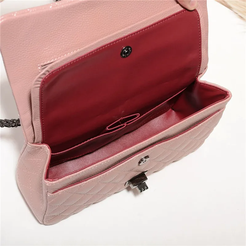 

Top layer lychee grain small fragrance rhombic lattice chain leather portable large capacity Single Shoulder Messengerwomen'sbag
