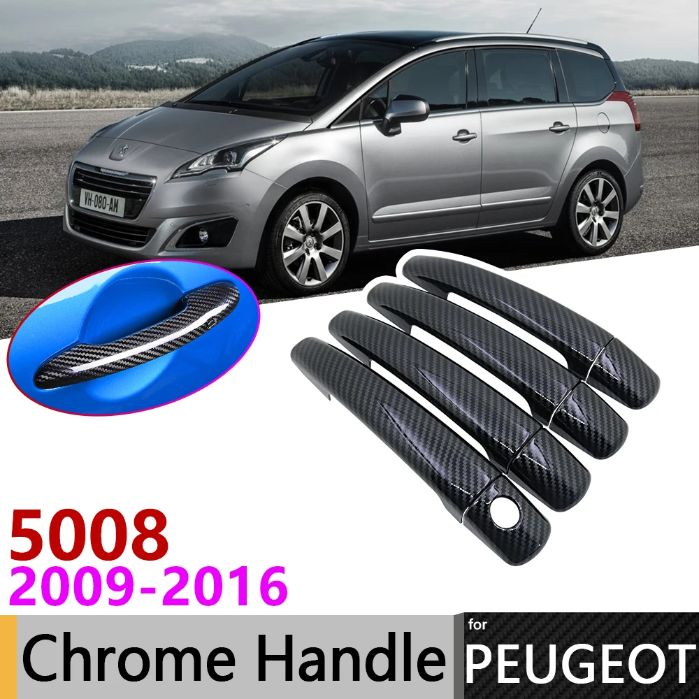 Черная накладка на дверную ручку из углеродного волокна для peugeot 5008 2008 ~ 2016 2009 2010