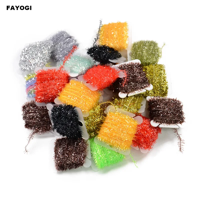 

5Cards/set Random 5Colors (50m) Fly Fishing Tinsel Chenille Crystal Flash Line Set for Fly Tying Streamer DIY Flies Flying