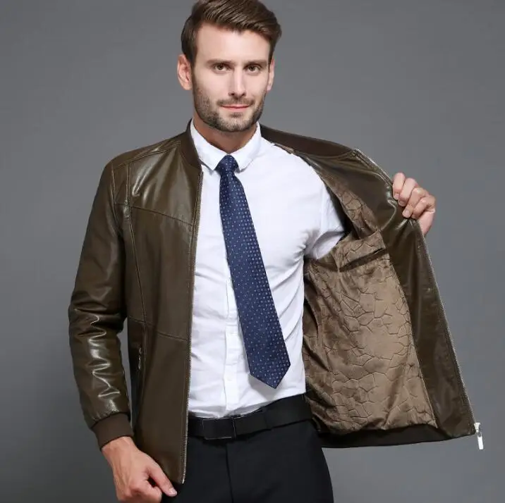 Куртка мужская из овечьей кожи модная деловая Повседневная Верхняя одежда