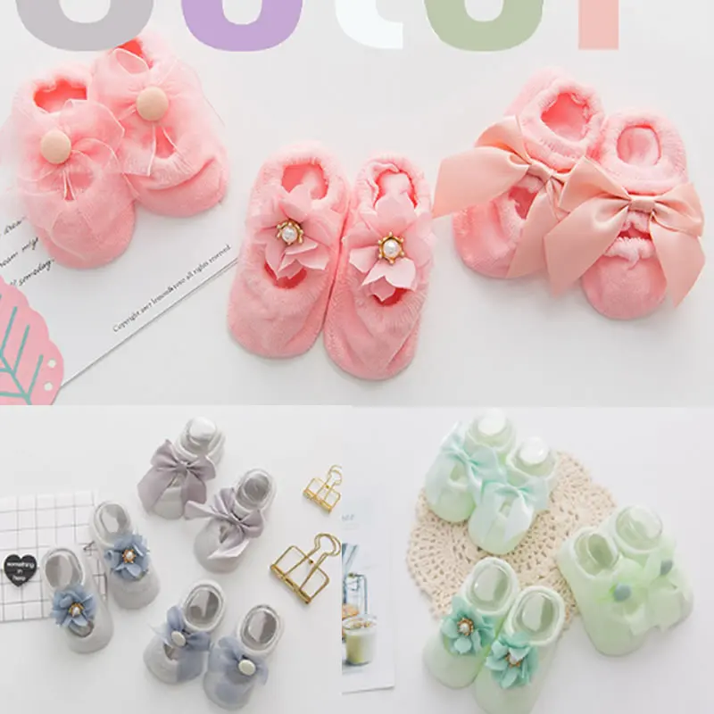 Носки для новорожденных 3 пары кружевных тонких носков маленьких девочек летняя